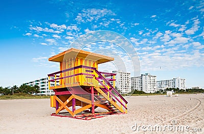 Lifeguard Tower in Miami Beach, Florida Stock Photo