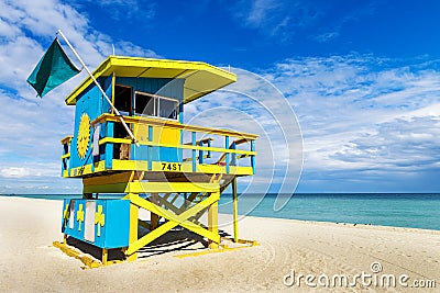 Lifeguard Tower, Miami Beach, Florida Stock Photo