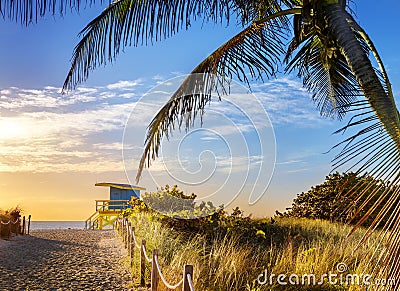 Lifeguard Tower, Miami Beach, Florida Stock Photo