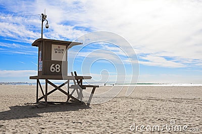 Lifeguard tower at Newport Beach, California Stock Photo