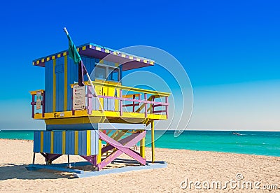 Lifeguard Tower in South Beach, Miami Beach Stock Photo