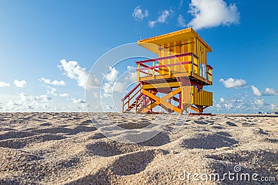 Lifeguard Tower in South Beach, Miami Beach, Florida Stock Photo