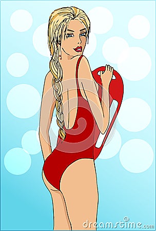 Lifeguard on a waters background Vector Illustration