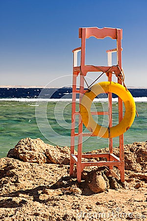 Lifeguards place on the beach Stock Photo