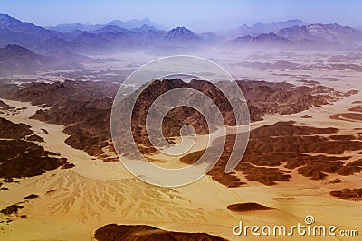 Lifeless Arabian desert with mountains in Egypt Stock Photo