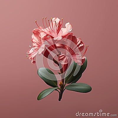 Lifelike Rhododendron: Photorealistic Surrealism On Solid Background Stock Photo