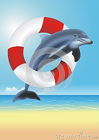 Lifesaving Dolphin Illustration Stock Photo