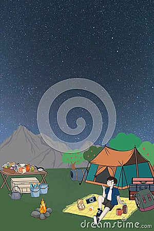 Lifestyle activity summer camp caravan travel tourist picnic park garden freedom explore Stock Photo