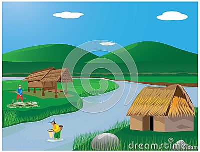Lifestyle of agriculturist Vector Illustration