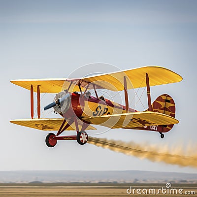 lifestyle biplane in airshow taking off Stock Photo