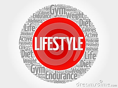 LIFESTYLE circle stamp word cloud Stock Photo