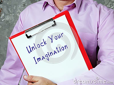 Lifestyle concept meaning Unlock Your Imagination with inscription on the sheet Stock Photo