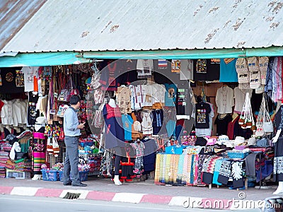 Lifestyle crafts, designed souvenir selling roadside on GOLDEN TRIANGLE THAILAND Editorial Stock Photo