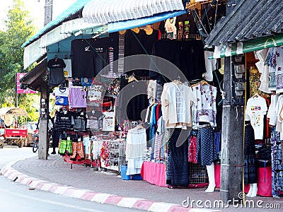 Lifestyle crafts, designed souvenir selling roadside on GOLDEN TRIANGLE THAILAND Editorial Stock Photo