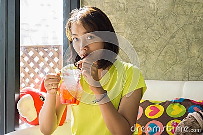 Lifestyle Cute Asian Teen Stock Photo