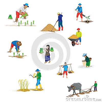 Lifestyle of farmer cartoon shape Vector Illustration