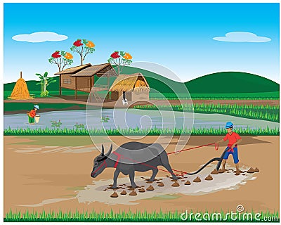 Lifestyle of farmer Vector Illustration