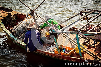 Lifestyle of farmers in Ham Ninh pier village Editorial Stock Photo