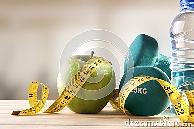 Lifestyle health diet and sports gym background front view Stock Photo