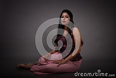 Lifestyle of Indian young girl in Punjabi attire Stock Photo