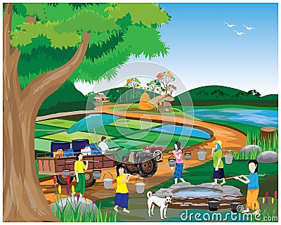 Lifestyle of people at countryside Vector Illustration