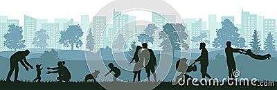 Lifestyle of people, silhouette of happy family, man, woman and child. First steps baby, birth of child, love, happiness. Vector Vector Illustration