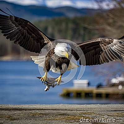 lifestyle photo bald eagle attacks drone Stock Photo