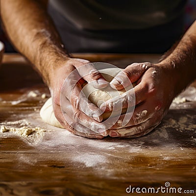lifestyle photo closeup of hands patting dough for modeling Stock Photo