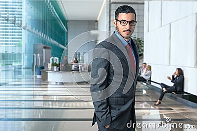 Lifestyle portrait of modern executive professional businessman attorney lawyer in business office elegant style confident Stock Photo