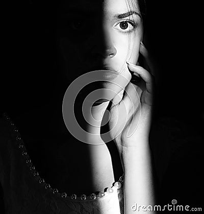 Lifestyle portrait of a woman brunettes closeup. Romantic, gentle, mystical, pensive image of a girl. Girl Oriental appearance Stock Photo