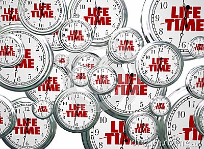 Lifetime Span Live Expectancy Clocks Flying Stock Photo
