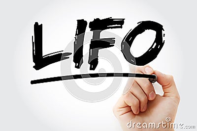 LIFO - Last In First Out acronym with marker, concept background Stock Photo