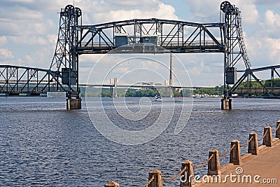 Lift Bridge in Action Stock Photo