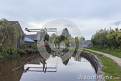 Swing Bridge on the Brecon and Monmouthshire Canal Editorial Stock Photo