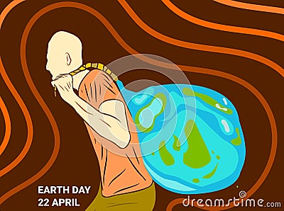 Lift the earth. Sack of earth globe. Vector Illustration