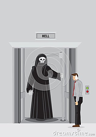 Lift to Hell Cartoon Vector Illustration Vector Illustration