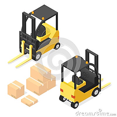 Lift Truck Isometric. Vector Vector Illustration