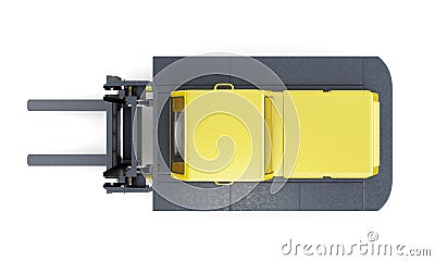Lift truck top view isolated on white background. 3d rendering Stock Photo