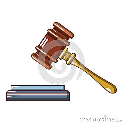 Lifted judge gavel icon, cartoon style Vector Illustration