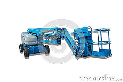 Lifting boom lift on isolation white background. Stock Photo