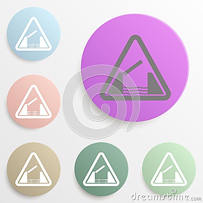 Lifting bridge warning badge color set. Simple glyph, flat vector of web icons for ui and ux, website or mobile application Stock Photo