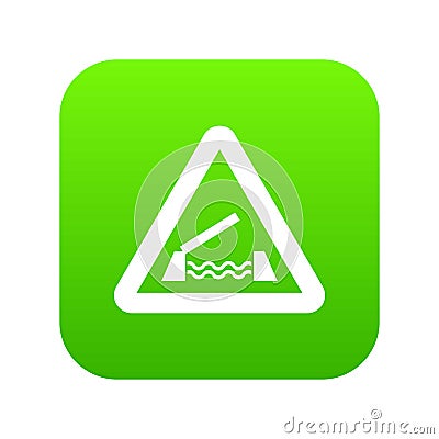 Lifting bridge warning sign icon digital green Vector Illustration