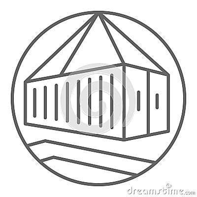 Lifting container thin line icon, delivery symbol, crane hook loading container vector sign on white background, pulley Vector Illustration