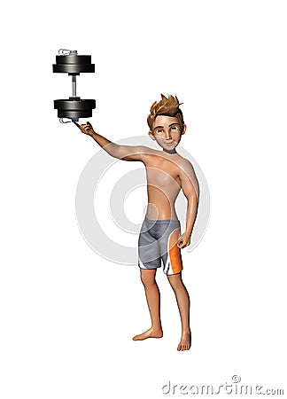 Lifting Dumb Bell With A Finger Stock Photo