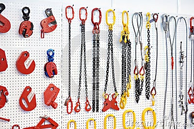 Lifting equipment and chains Stock Photo