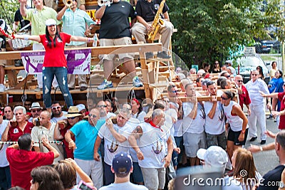 Lifting the Giglio in East Harlem Editorial Stock Photo