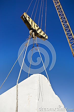 Lifting pulley in a marble quarry Stock Photo