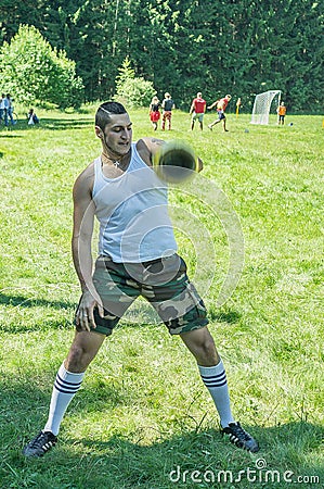 Lifting weights Amateur athletic competition in the Kaluga region in Russia. Editorial Stock Photo