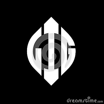 LIG circle letter logo design with circle and ellipse shape. LIG ellipse letters with typographic style. The three initials form a Vector Illustration
