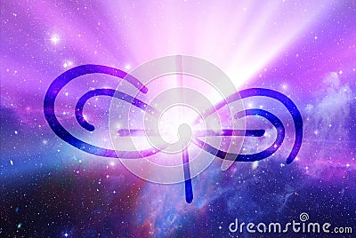 Light abstract infinity symbol, universe background, expansion Stock Photo